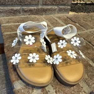 Steve Madden Jashlin White Strappy Flower Casual Sandals Size 11 Girls Kids